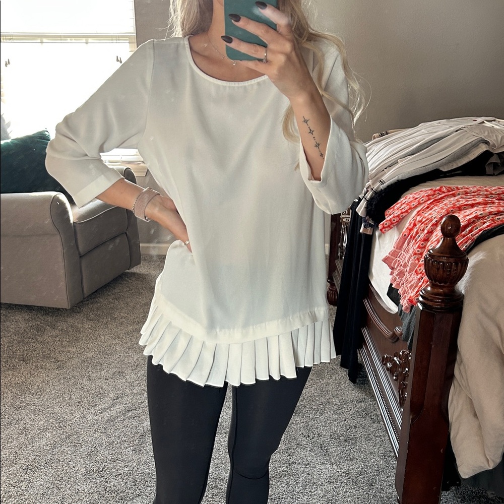 White Pleated Women's Top